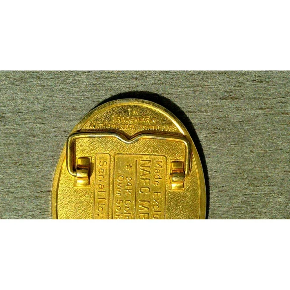 NAFC CHARTER MEMBER 24K Gold Plated Belt Buckle Solid Brass Fishing Club America